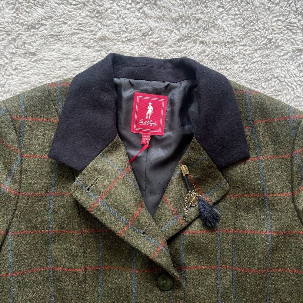 Jack Murphy Women’s Harriet Tweed Blazer Wool Jacket Green Herringbone Check 12 - Picture 2 of 13